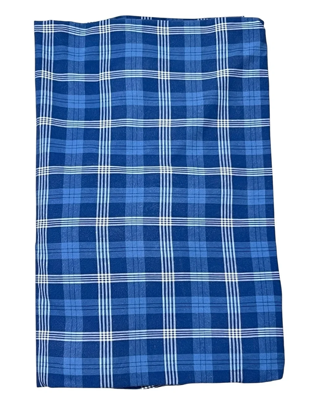 Vtg Ralph Lauren TWIN Sweetwater Blue Plaid Fitted Sheet Americana Farmhouse